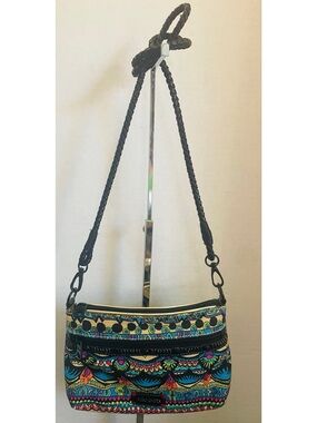 Sakroots Multicolor Tribal Print Crossbody with Black Trim